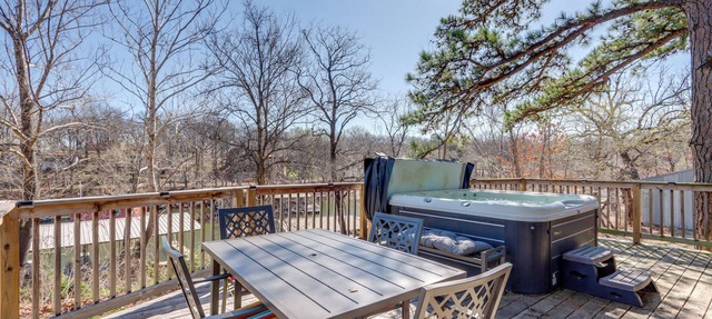 Deck & Boat Dock: Lakefront Cabin in Eucha! in Eucha