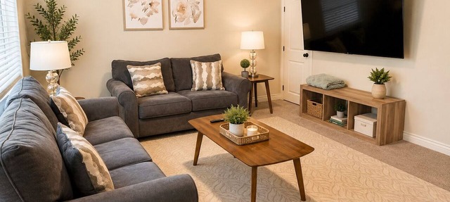 Spacious fully loaded 4-bedroom townhome sleeps 12 freeway access next to BYU in Springville