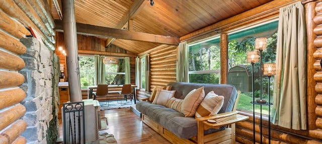The Lily Pad - rustic cabin for 2+pets, mountain view, river access in Gold Bar